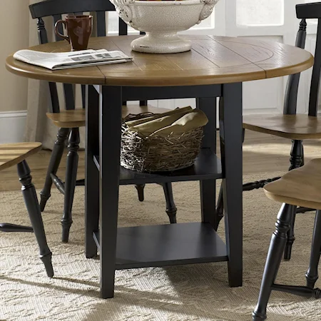 Round Drop-Leaf Dining Leg Table